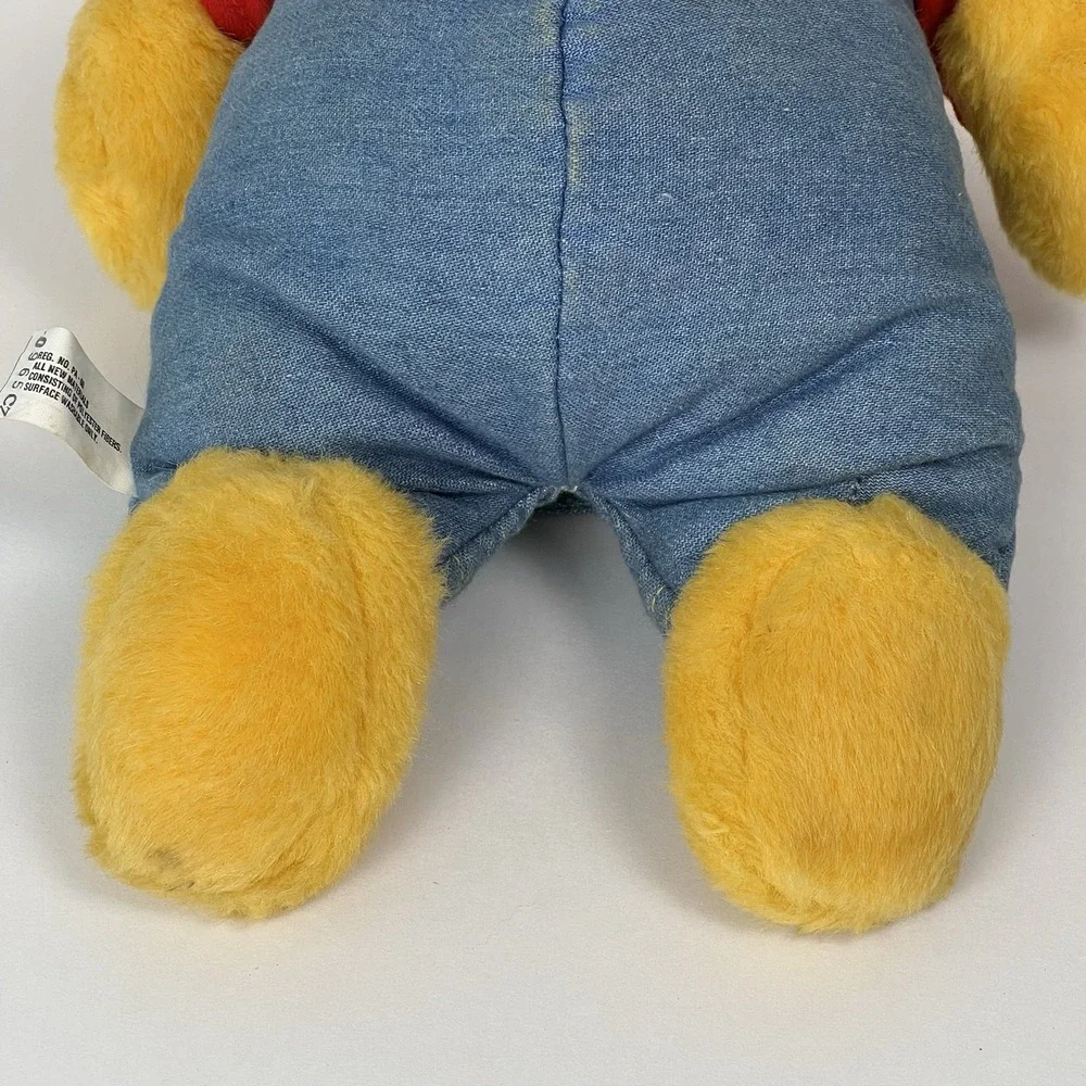 Disney Winnie The Pooh‎ Plush Denim Overalls Red Shirt Stuffed Animal Toy 13